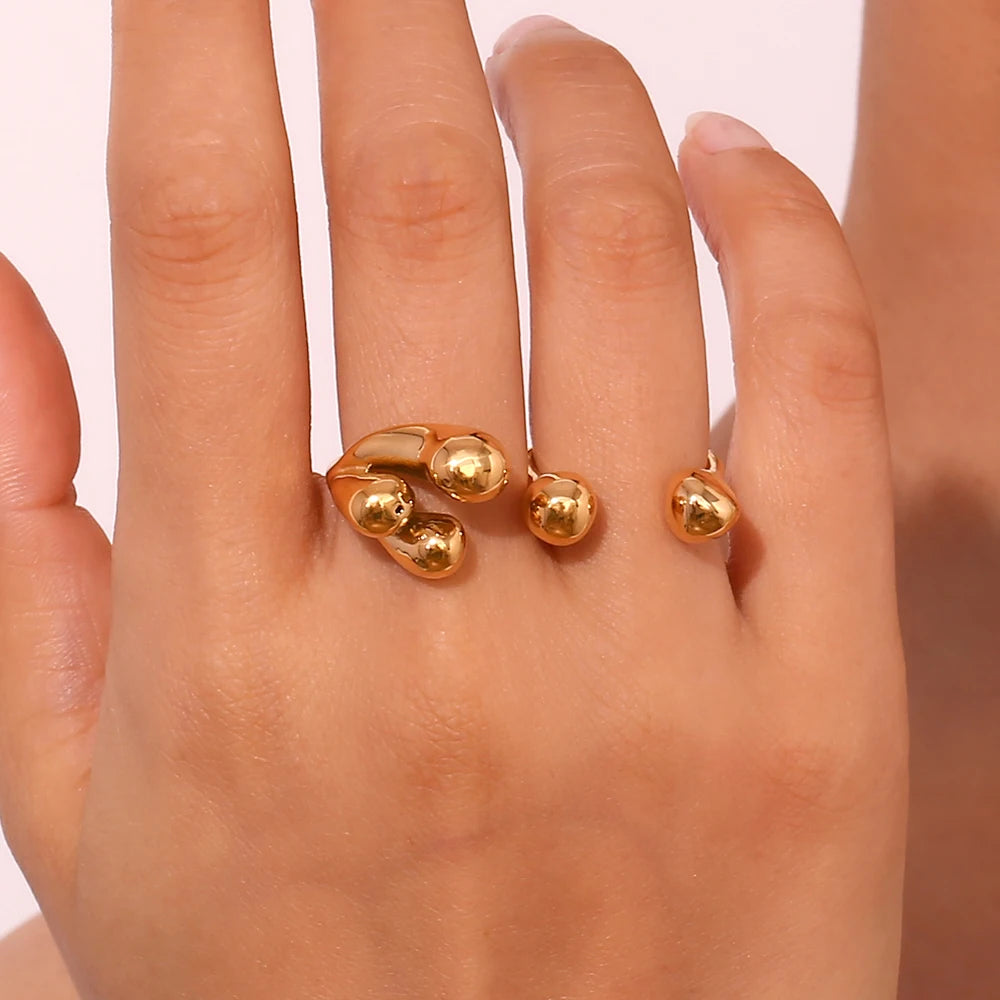 18K Gold Plated Adjustable Party Style Ring - Double Open 18K Gold Plated Adjustable Party Style Ring - Double Open